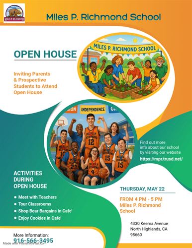 Flyer for MPR Open House to be held on May 22th from 4-5pm 2025