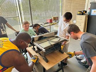students in woodshop