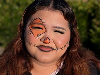 student in makeup for halloween